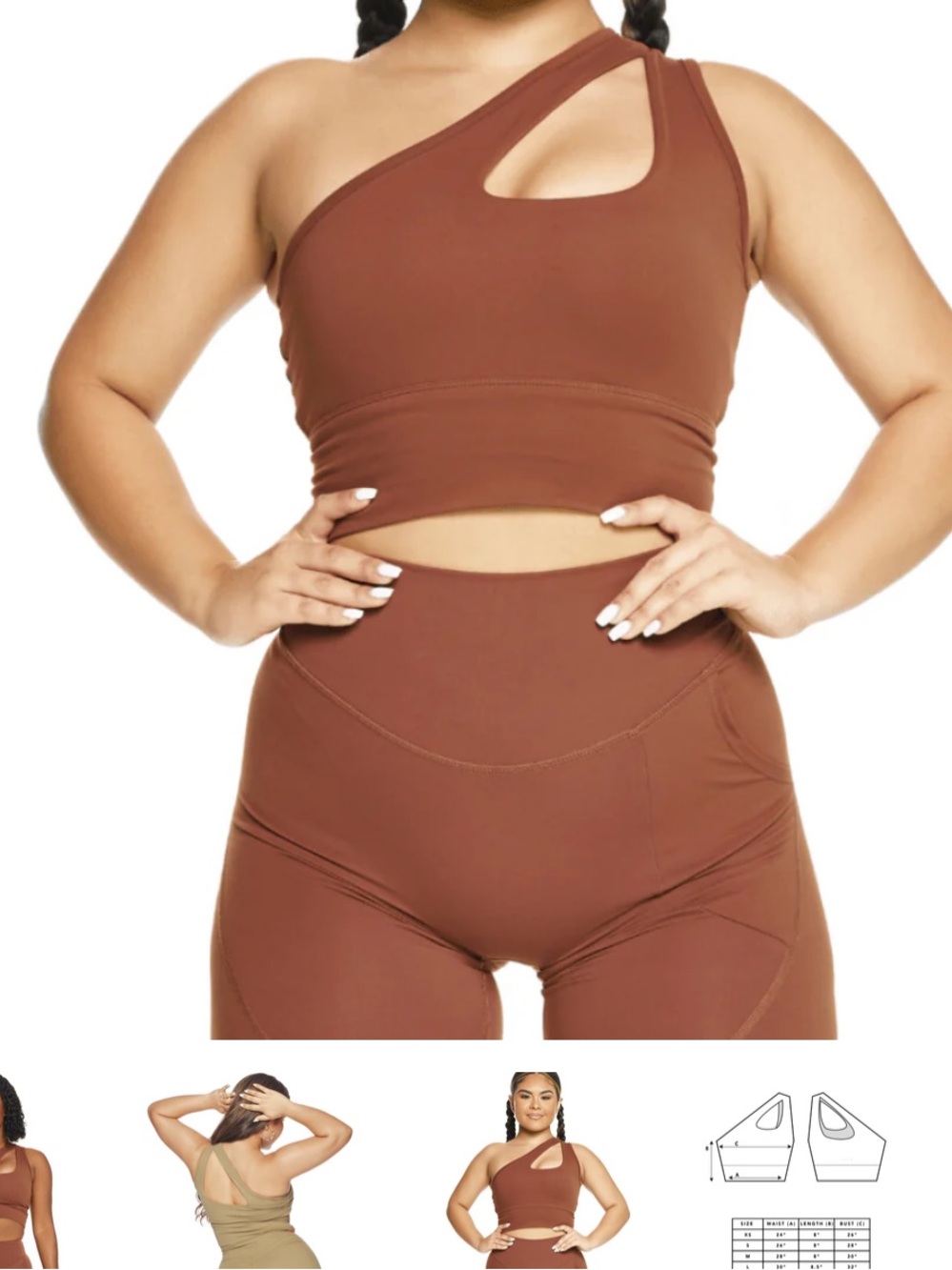 ILUS 3-set Rust High-Rise Leggings & Crop Top Active Set - Picture 2 of 3